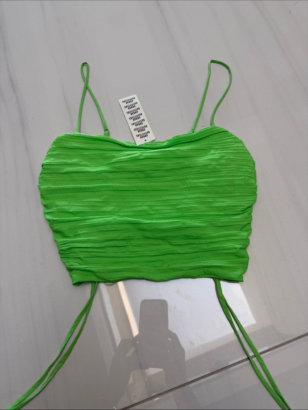 Urban Outfitters Neon Green Smocked Crop Top